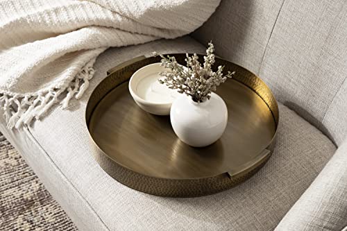 Minimalist Round Metal Tray with Hammered Surface