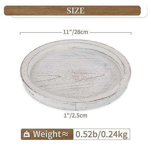 Round Rustic Wooden Serving Tray for Minimalist Decor