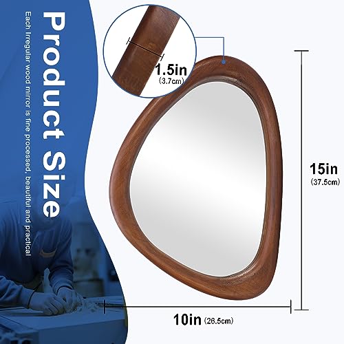 Asymmetrical Black Walnut Wall Mirror, 15x10 Inches