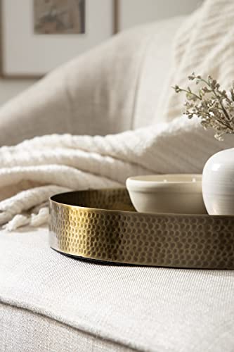 Minimalist Round Metal Tray with Hammered Surface