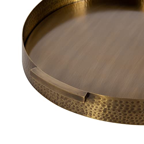 Minimalist Round Metal Tray with Hammered Surface
