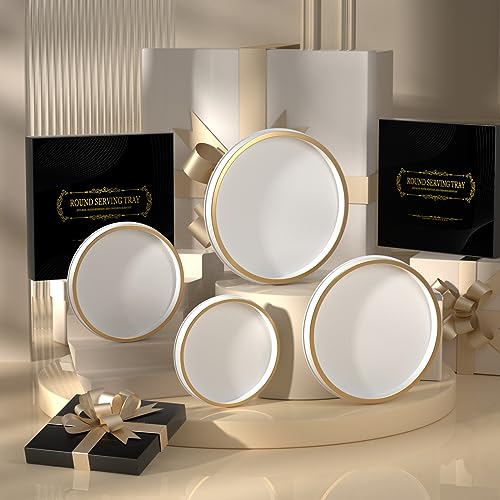 Rotondo Vassoio Decorativo in Metallo Bianco