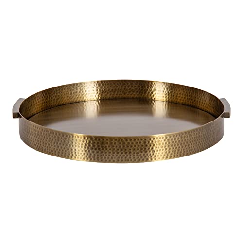 Minimalist Round Metal Tray with Hammered Surface