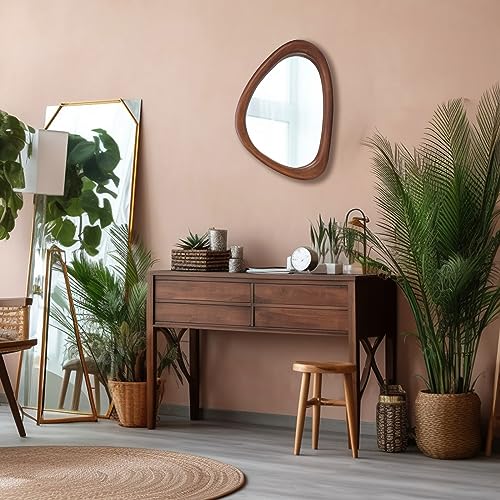 Asymmetrical Black Walnut Wall Mirror, 15x10 Inches