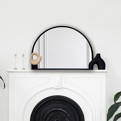WAMIRRO Curved Black Minimalist Wall Mirror 71.1 x 50.8 cm