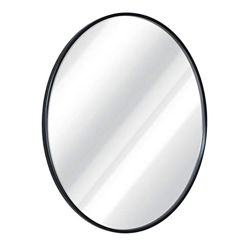 24" Round Black Frame Wall Mirror - Minimalist Design