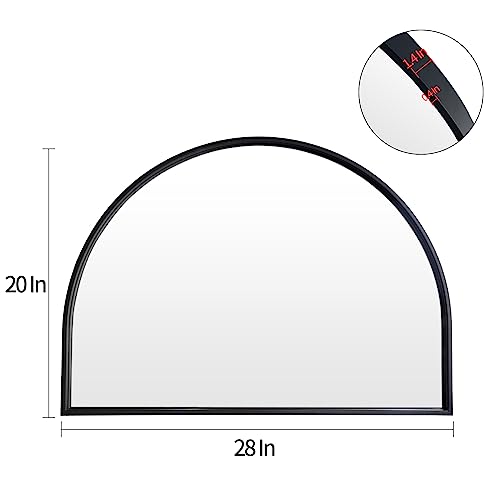 WAMIRRO Curved Black Minimalist Wall Mirror 71.1 x 50.8 cm