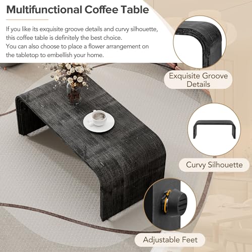 Antique Black Minimalist Curved Coffee Table