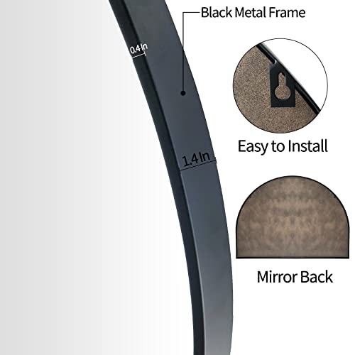 WAMIRRO Curved Black Minimalist Wall Mirror 71.1 x 50.8 cm