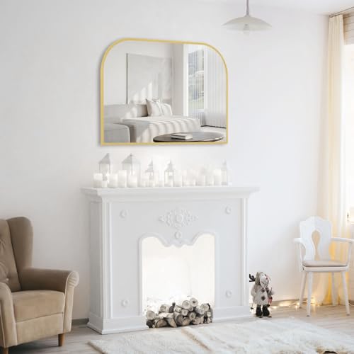 Modern Arched Gold Metal Wall Mirror