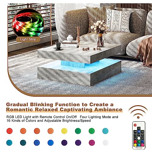 LED Coffee Table with 16-Color Light Feature