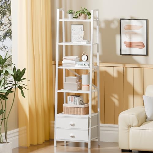5-Tier Minimalist Ladder Shelf with Drawers