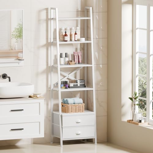 5-Tier Minimalist Ladder Shelf with Drawers