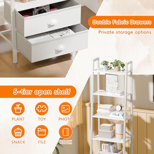 5-Tier Minimalist Ladder Shelf with Drawers