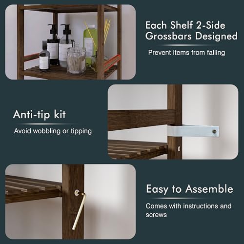 Tall Narrow Bamboo Bookshelf for Small Spaces