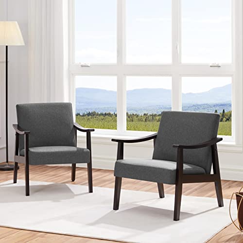 Gray Linen Minimalist Accent Chair - 28" D x 24.5" W