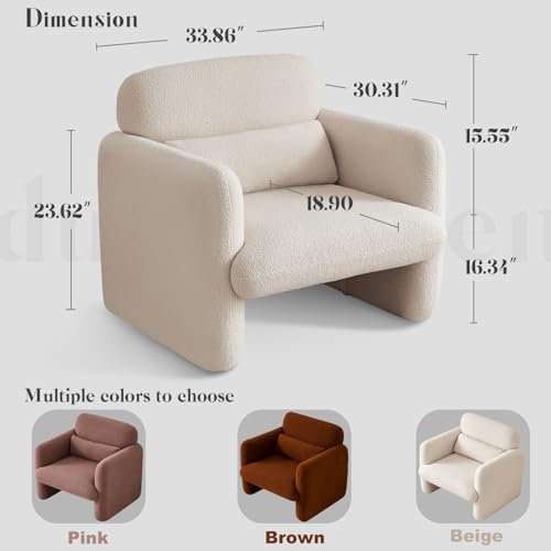 Beige Modern Accent Sofa Chair with Arms