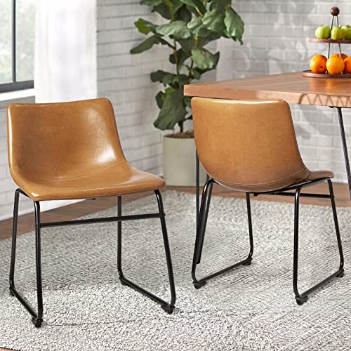 Minimalist Faux Leather Dining Chairs Set of 2