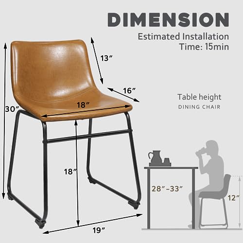Minimalist Faux Leather Dining Chairs Set of 2
