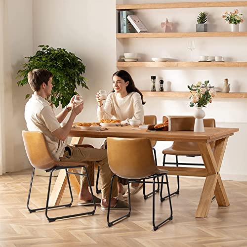 Minimalist Faux Leather Dining Chairs Set of 2