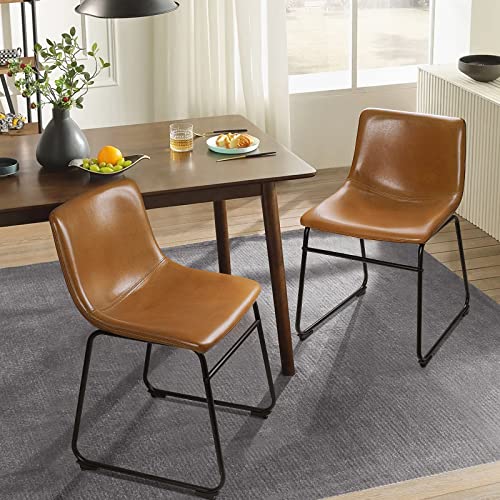 Minimalist Faux Leather Dining Chairs Set of 2