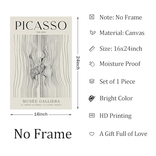 Beige Abstract Line Art Kissing Couple Print