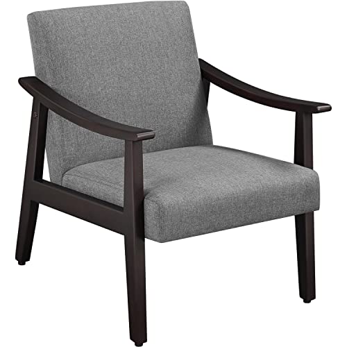 Gray Linen Minimalist Accent Chair - 28" D x 24.5" W