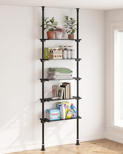 Adjustable 5-Tier Metal Storage Shelves - Black