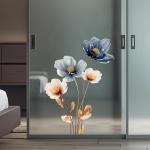 Gold Leaf Blue Flower Wall Decal Sticker