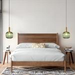 Large Green Glass Pendant Light with Gold Globe