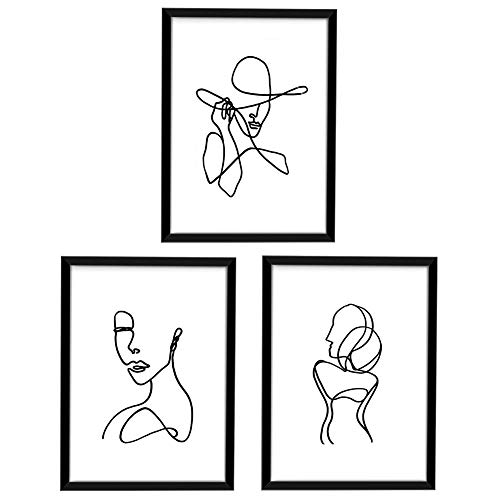 Minimalist Line Art Set of 3 Black Frames