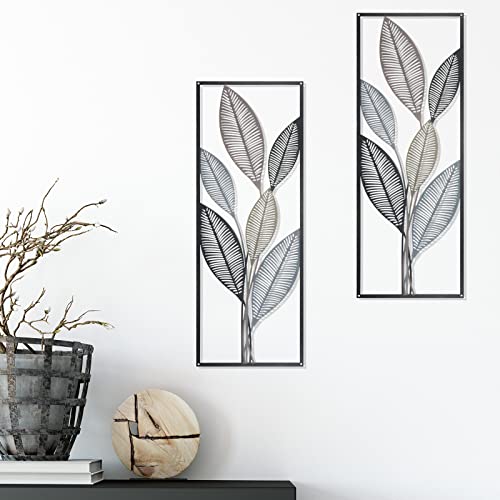 Metal Leaf Wall Art Set - Abstract Decor