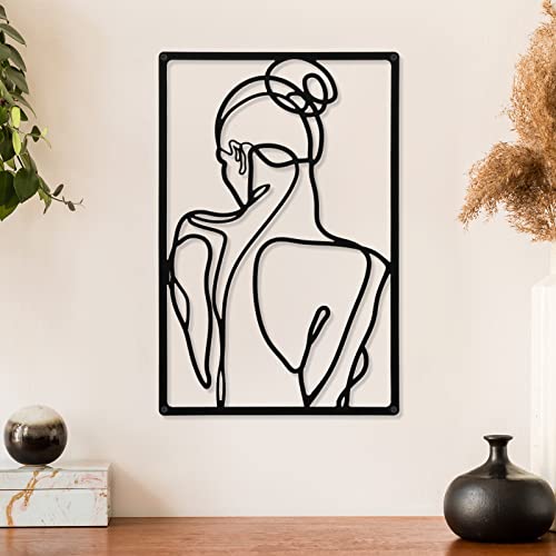 Minimalist Metal Woman Line Drawing Wall Art Set