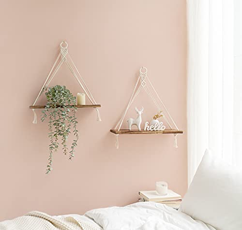 Mkono Macrame Floating Shelves - Boho Wall Decor