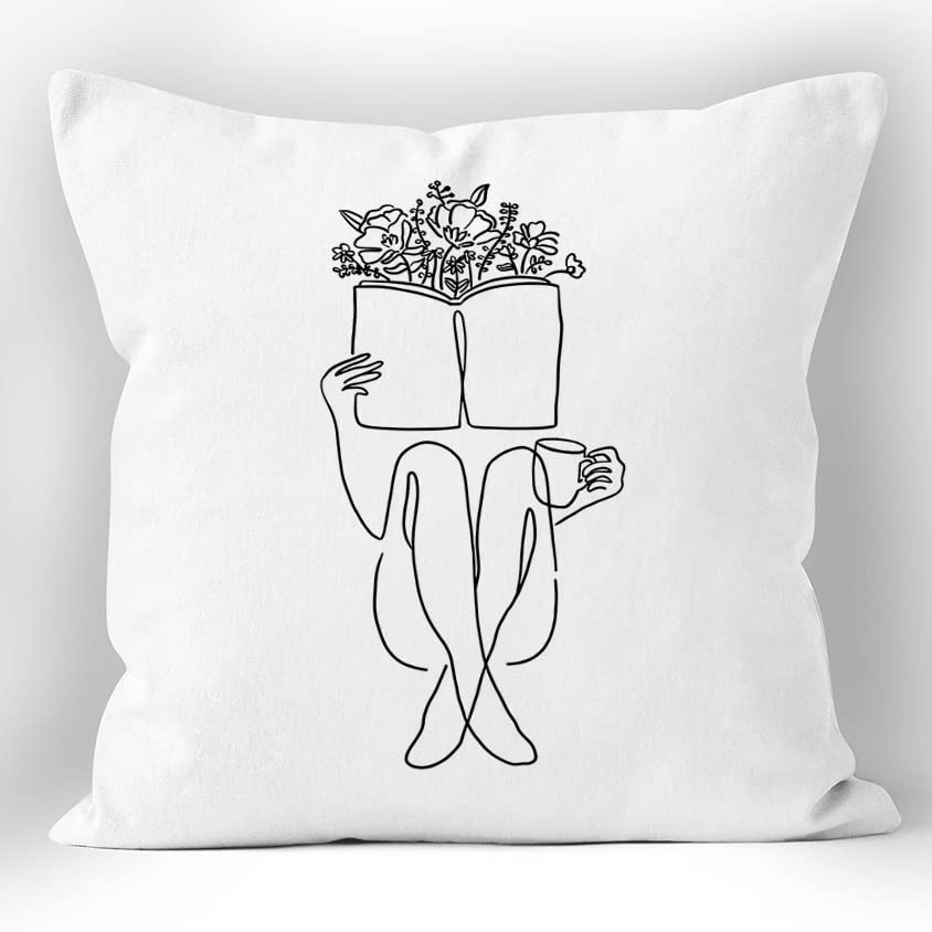 Abstract Woman Outline Reading Pillow Cover 18"x18