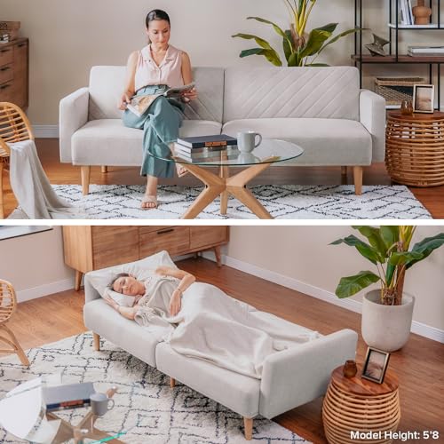 Light Gray Mid Century Modern Futon Sofa Bed