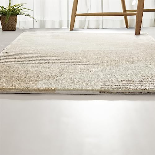 Khaki Minimalist Washable Area Rug 4x6