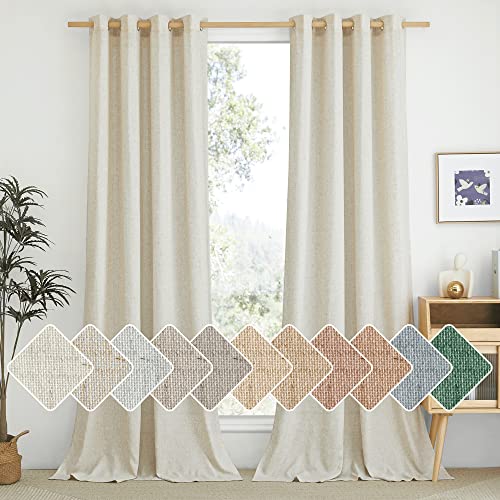 Natural Linen Grommet Top Curtains - Set of 2