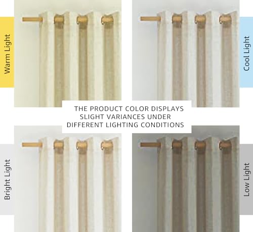 Natural Linen Grommet Top Curtains - Set of 2