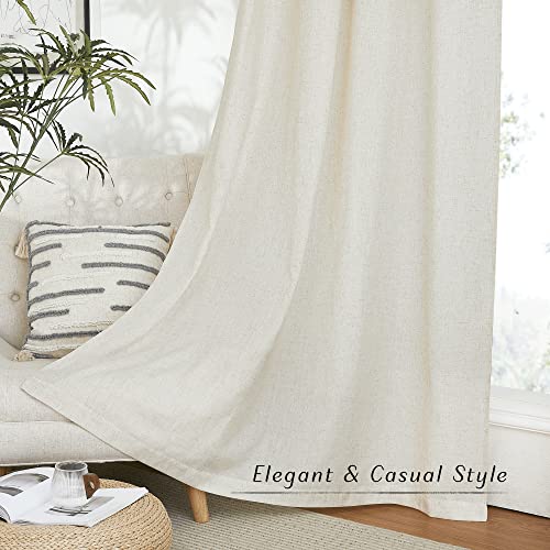 Natural Linen Grommet Top Curtains - Set of 2
