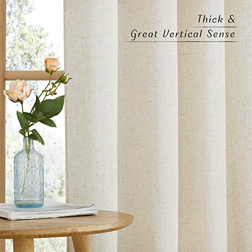 Natural Linen Grommet Top Curtains - Set of 2