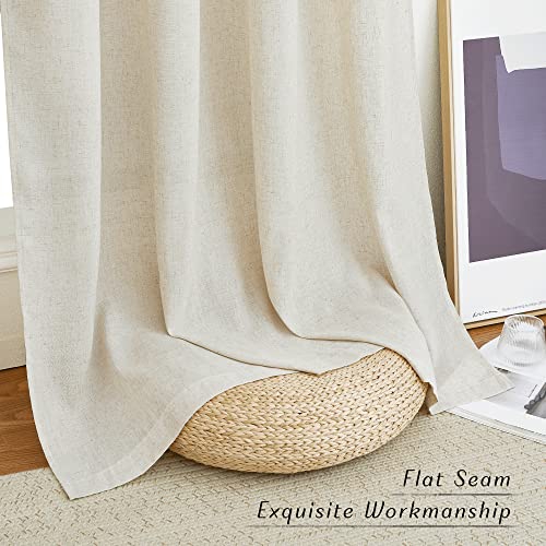 Natural Linen Grommet Top Curtains - Set of 2