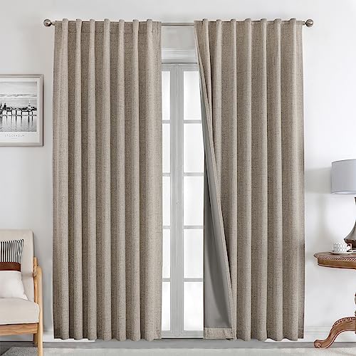 Burgundy Linen Blackout Curtains - 84 Inch Panels