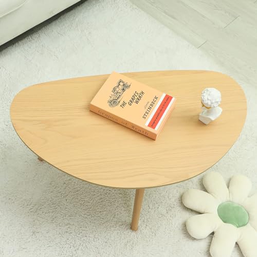 Minimalist Oval Coffee Table in Natural Wood