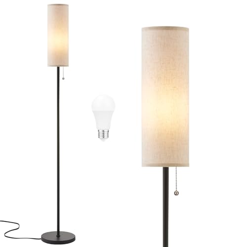 Beige Minimalist 64'' Floor Lamp with Pull Chain