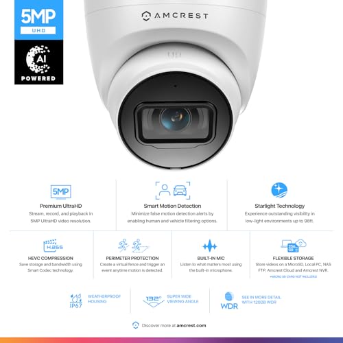 Amcrest 5MP UltraHD POE Outdoor Security Camera