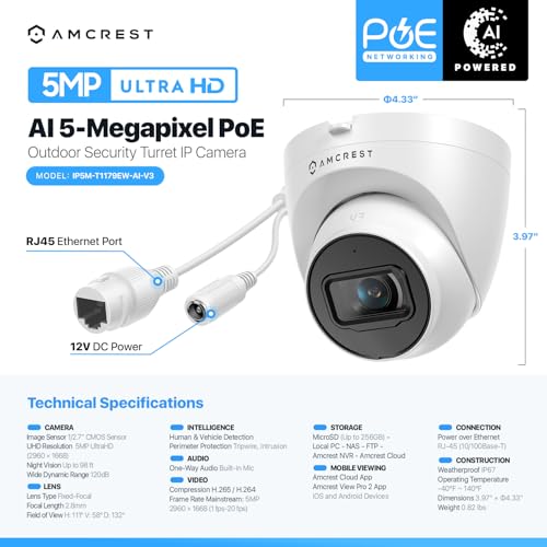 Amcrest 5MP UltraHD POE Outdoor Security Camera