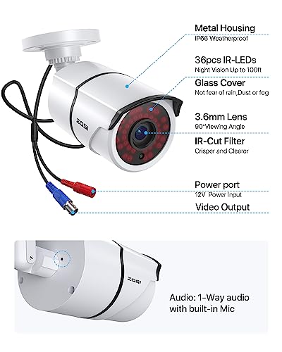 ZOSI 4-Pack 1080P Night Vision Security Cameras