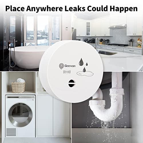 Geevon 2-Pack Water Leak Alarms, 100dB Sensors