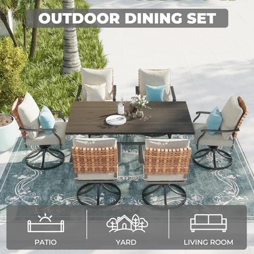 7-Piece Swivel Patio Dining Set, Black
